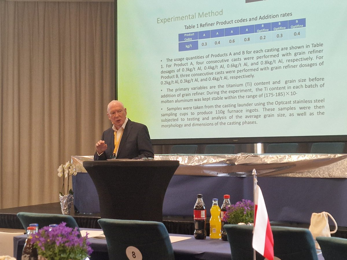 LimitedMqp's tweet image. This year’s #Norcast, the 18th Nordic Aluminium Casthouse Conference, in the master alloys and grain refiner section of the programme, our chairman, John Courtenay, shared how our #Optifine 5:1 100 #grainrefiner has benefitted a large #aluminium producer.