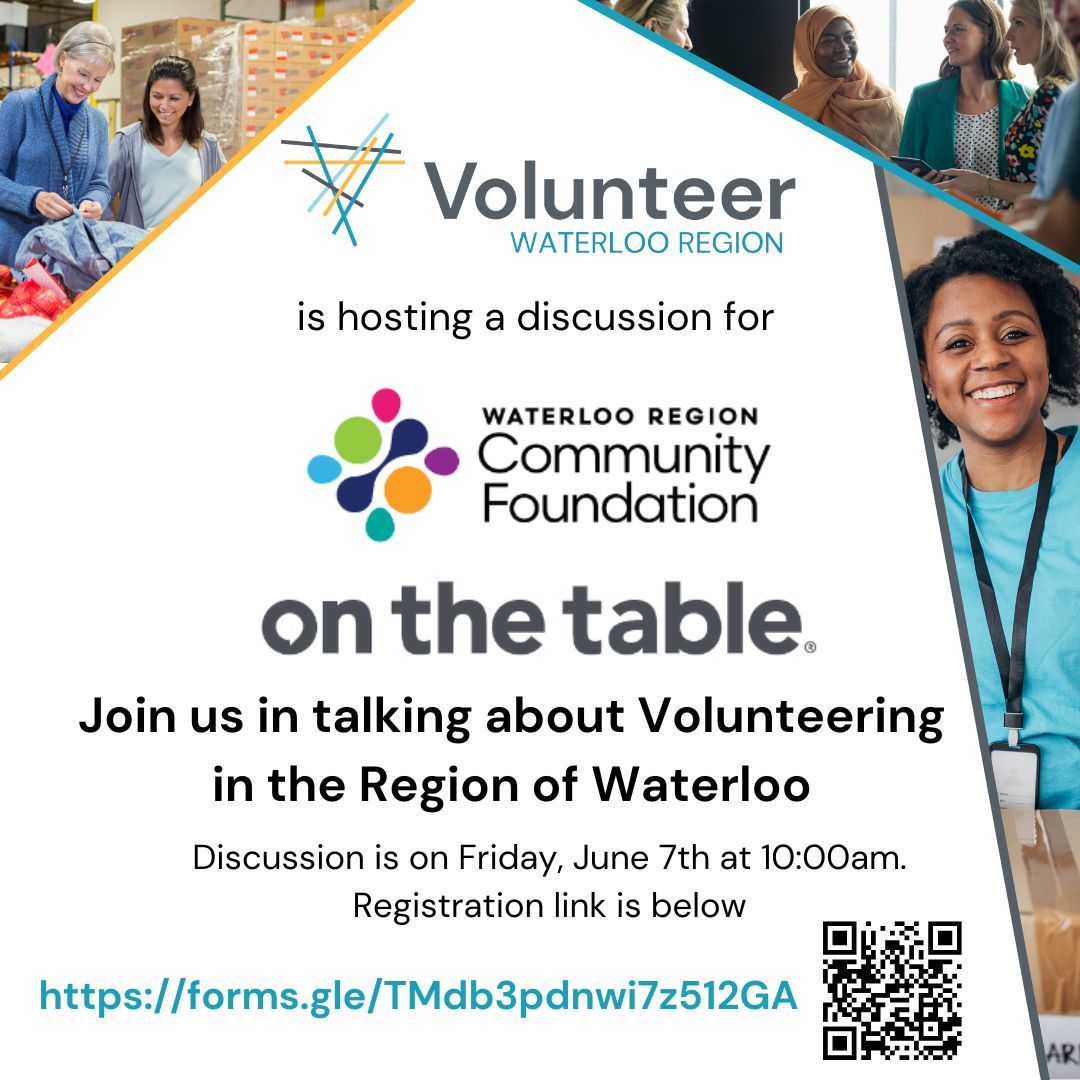 Join us next week for when we host our @WRCommFDN #OnTheTable Discussion around Volunteering in Waterloo Region. If you have something that you want to say, we want to hear it. We will be providing some light snacks and refreshments, too! Register here: buff.ly/3wJfamR