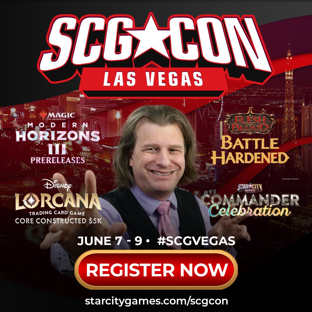 We'll be on the ground in Vegas in a week! There's still time to get there, come have a blast! 🎰 #MTG cEDH - $8K $5K - MH3 Prerelease $5K - Pioneer + Modern $1K - Legacy #FABTCG Battle Hardened #LORCANA $5K #StarWarsUnlimited $2K Register now! hubs.li/Q02yYDDT0