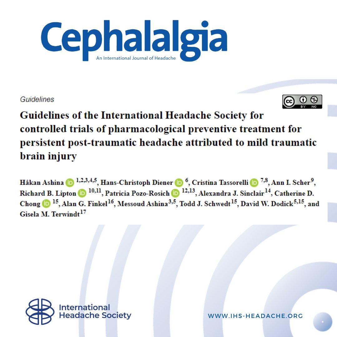 The IHS developed the present guideline for designing controlled clinical trials aimed at evaluating the effectiveness of preventive treatments for persistent post-traumatic headache attributed to mild traumatic brain injury.
journals.sagepub.com/doi/10.1177/03…

#headache #neurology