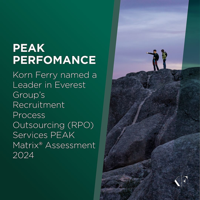 wendymazoway's tweet photo. We are thrilled to announce Korn Ferry has been named a global Leader in Recruitment Process Outsourcing (RPO) in Everest Group’s 2024 PEAK Matrix Assessment. #BeMoreThan https://t.co/dwr90G65aS https://t.co/vHslC2nHVM