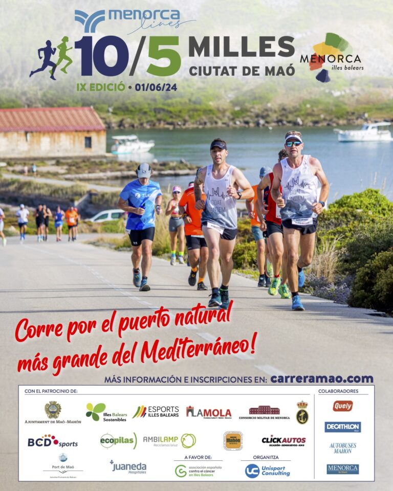 10/5 Milles Vila de Maó #Minorque 🏃🏻‍♂️🏃‍♀️
ℹ️ Ce n’est pas qu’une épreuve sportive, c’est une course à travers l’histoire qui parcourt le patrimoine historique et naturel de l’île de Minorque, Réserve de la biosphère.

📆 1er juin à 18h30
carreramao.com ➕