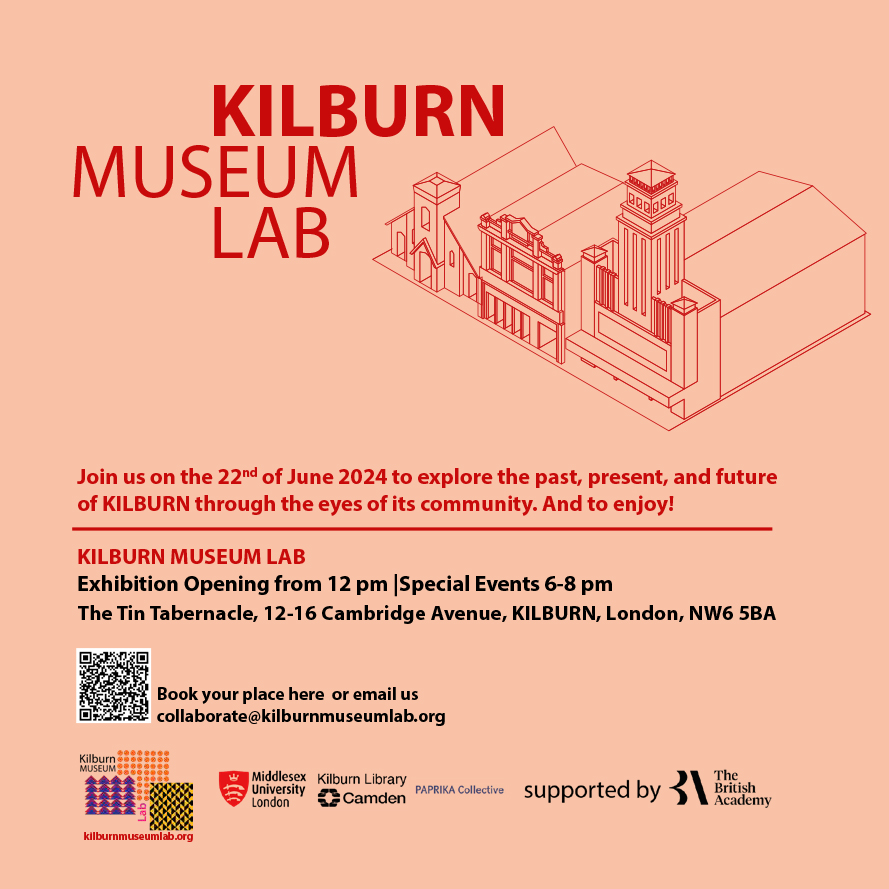 Join us on the 22nd of June 2024 to explore the past, present, and future of KILBURN through the eyes of its community. 
#KilburnMuseumLab
Opening from 12 pm |Special Events 6-8 pm
The Tin Tabernacle, 12-16 Cambridge Avenue, KILBURN, London, NW6 5BA
eventbrite.co.uk/e/kilburn-muse…
