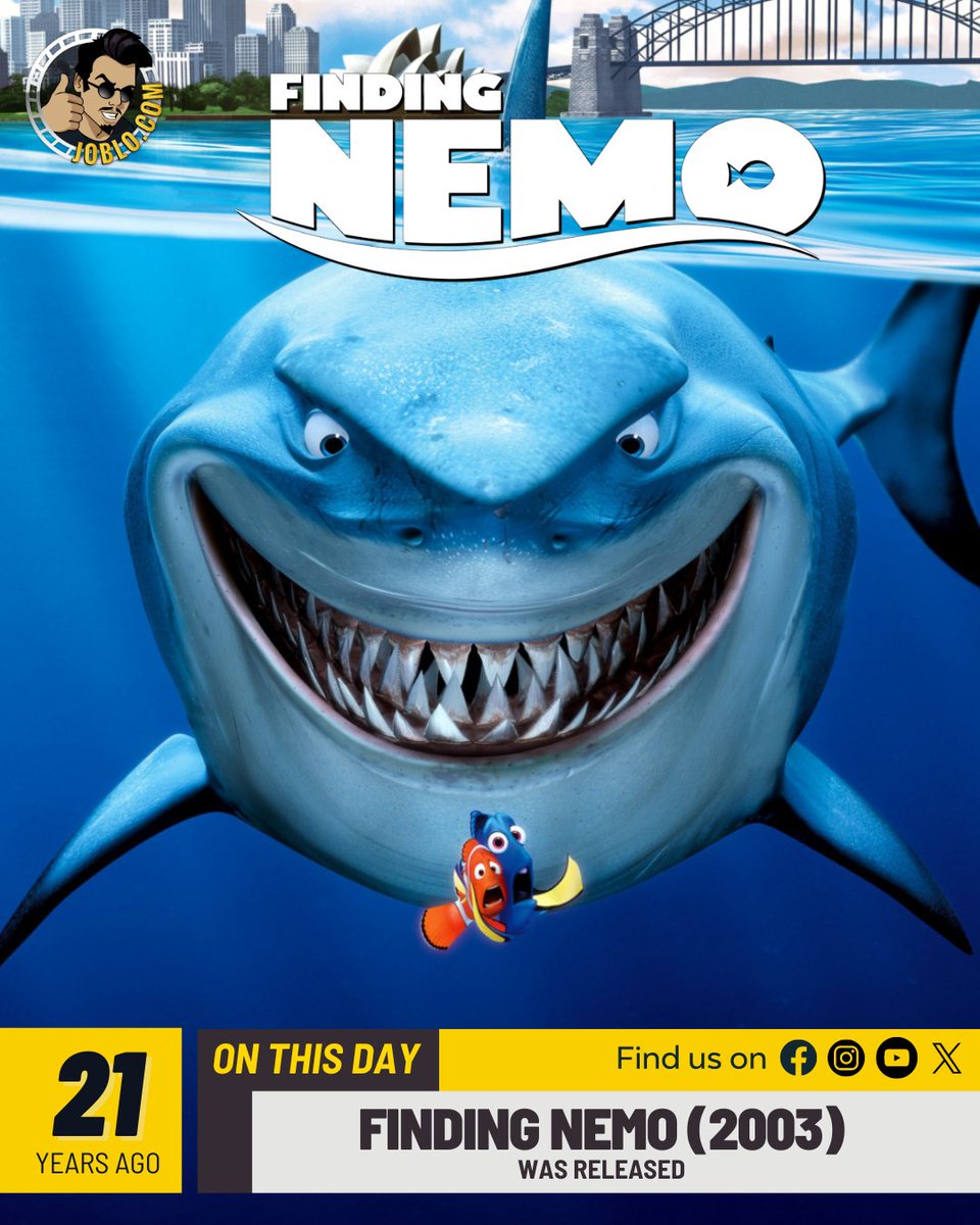 21 years ago today, Finding Nemo (2003) was released!🎥

#JoBloMovies #JoBloMovieNetwork #FindingNemo