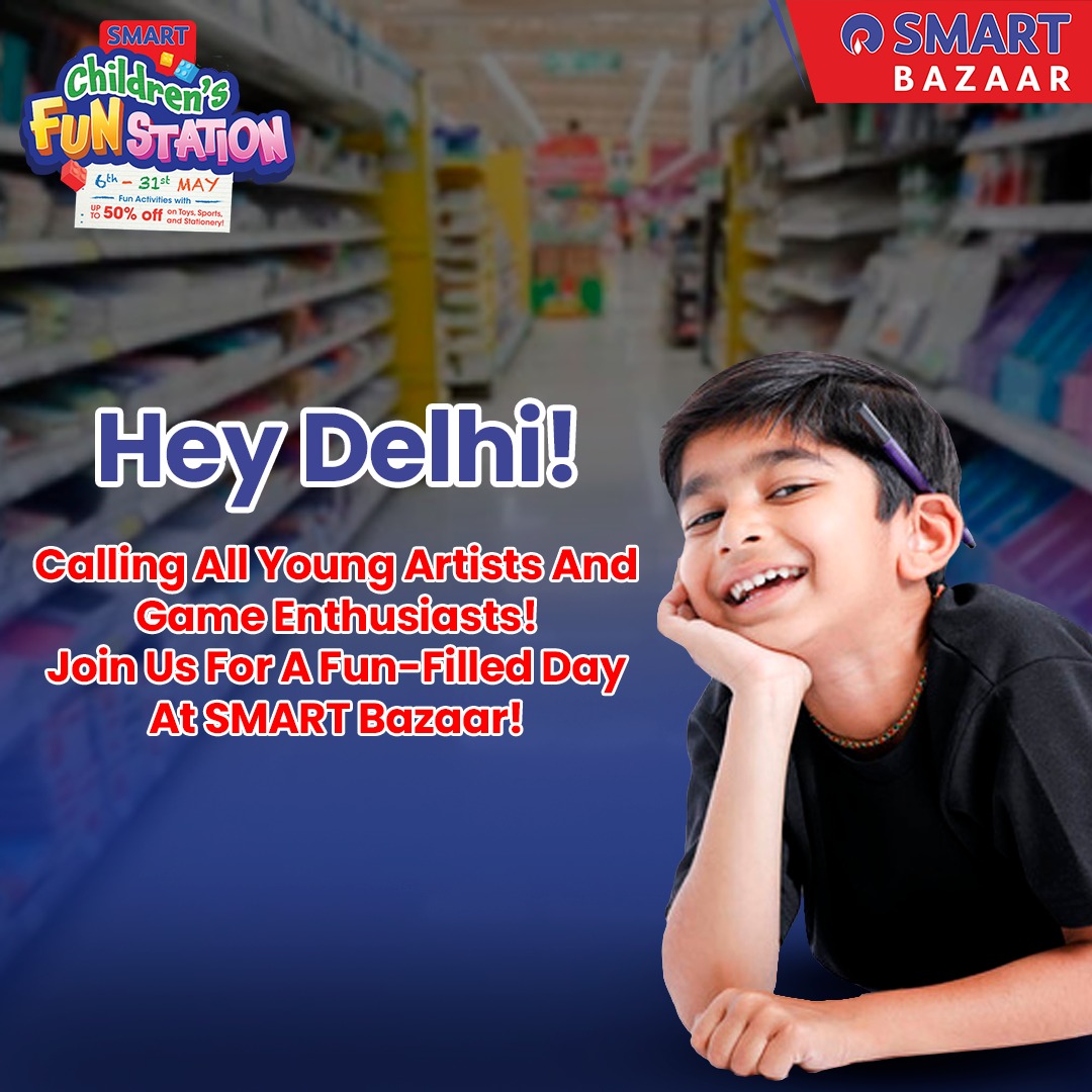 SMARTBazaarIn's tweet image. Looking for a fun way to spend your child's day? Join us for a drawing competition, fun games with an emcee, and an afternoon of entertainment!  Don't miss out, it's going to be a blast!

#SMARTBazaar #ChildrensFunStation #FunStation #KidsTime