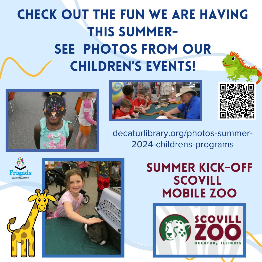 This summer you can enjoy seeing photos from our events in the Children's Section!  Wednesday we had a special Kick-Off with our friends from the Scovill Mobile ZOO - check out the photos at decaturlibrary.org/photos-summer-…