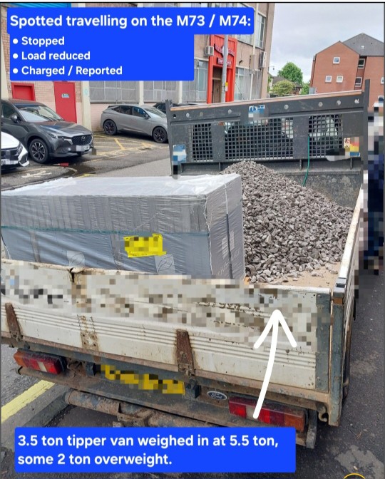 A couple of vehicles stopped by #GlasgowRP today.: 🔵 Driving overloaded is dangerous, reduces braking efficiency, vehicle stability and handling 🔵 Vehicles require insurance to be on the road, no matter their age, value or length of journey #DontRiskIt #S165 #DriveInsured