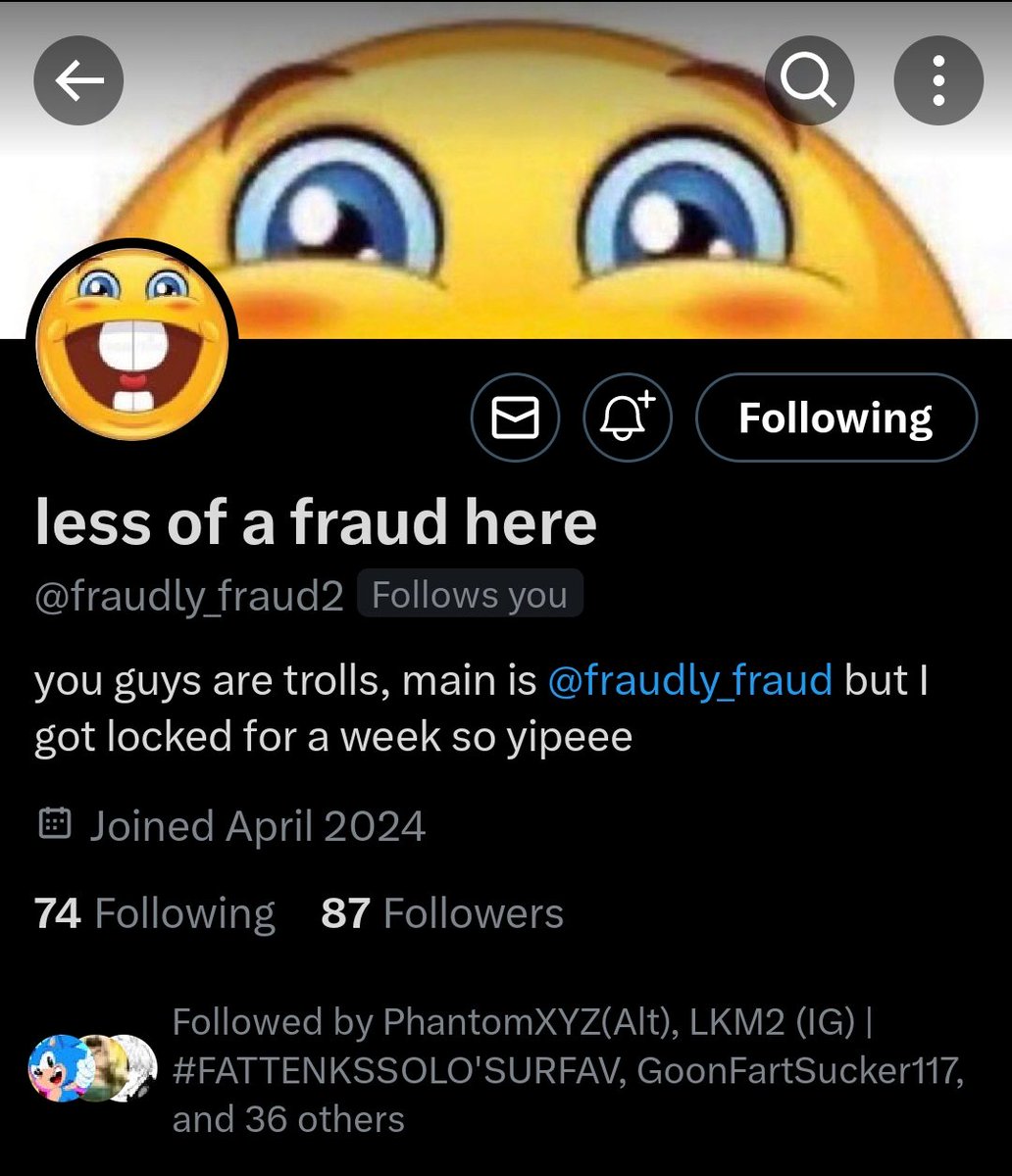 Y'all should follow him since his main got suspended.