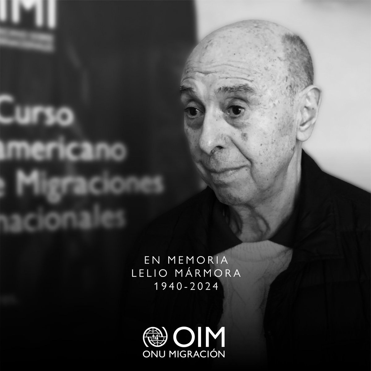 OIM_Argentina's tweet photo. La OIM lamenta el fallecimiento del Dr. Lelio Mármora, pionero y referente de los estudios migratorios en nuestro país y la región.  

Acompañamos a sus allegados y nos unimos a sus alumnos y colegas en el recuerdo de su inestimable profesionalismo

https://t.co/5XCTb2ZxeH https://t.co/j1iZNi4Ut1