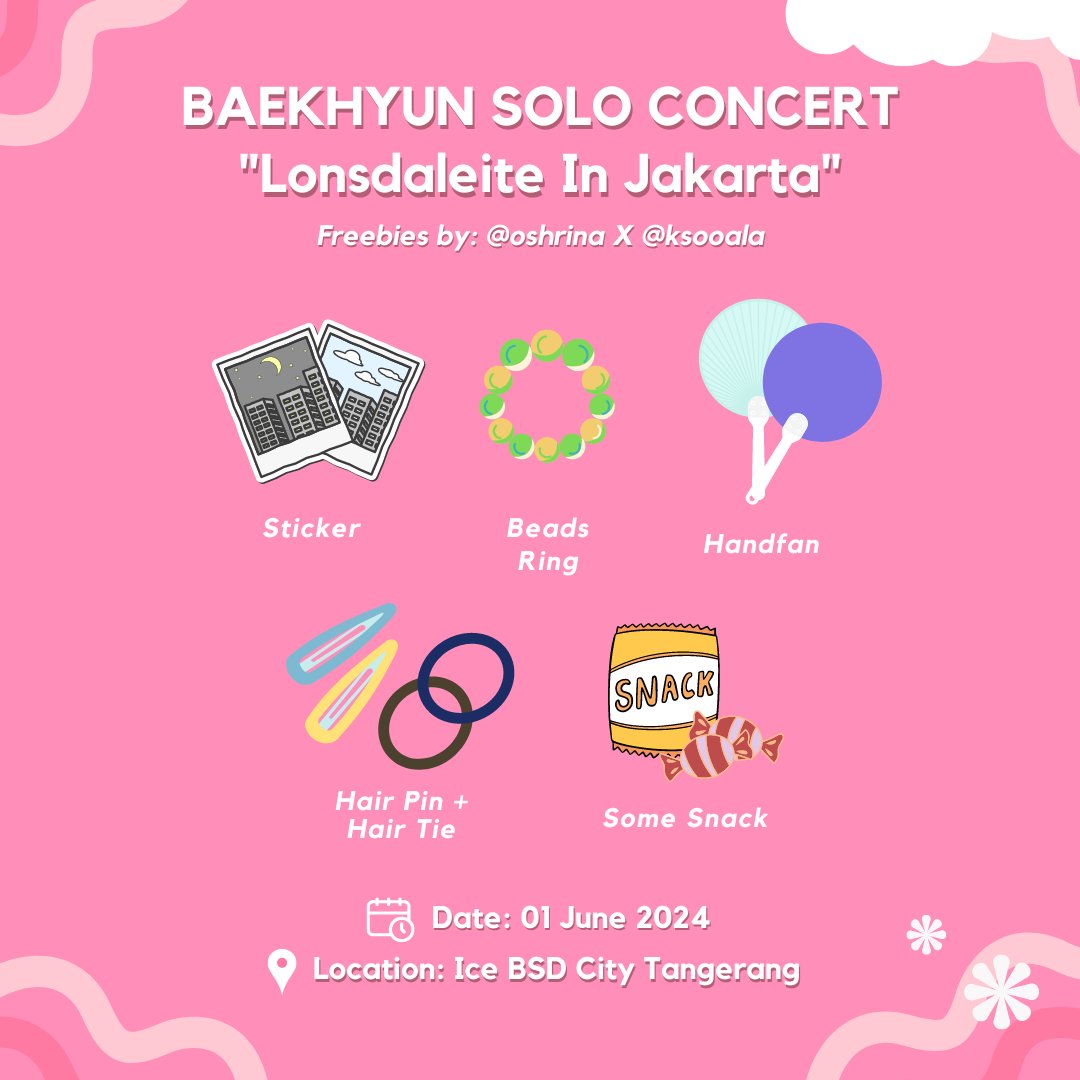oshrina's tweet photo. ⋆˚ FREEBIES BAEKHYUN - LONSDALEITE IN JAKARTA 🍓࿔˚⋆
by @oshrina &amp; @ksooala

📍: ICE BSD
🗓️: Saturday, 1 June 2024
⏰️: TBA

limited quantity ‼️
rt &amp; like are appreciated
trade is open by dm 🥰

see you there! ♡

#BAEKHYUN #LONSDALEITEinJAKARTA https://t.co/ANuQRkF019