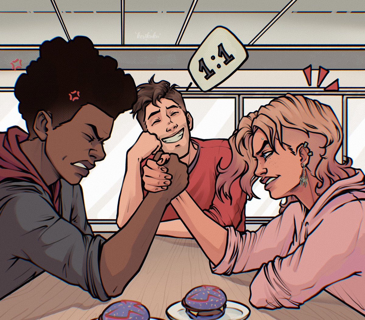 Peter B Parker thinks it’s going to be a draw 😁 
#GwenStacy #MilesMorales #PeterBParker #spiderverse