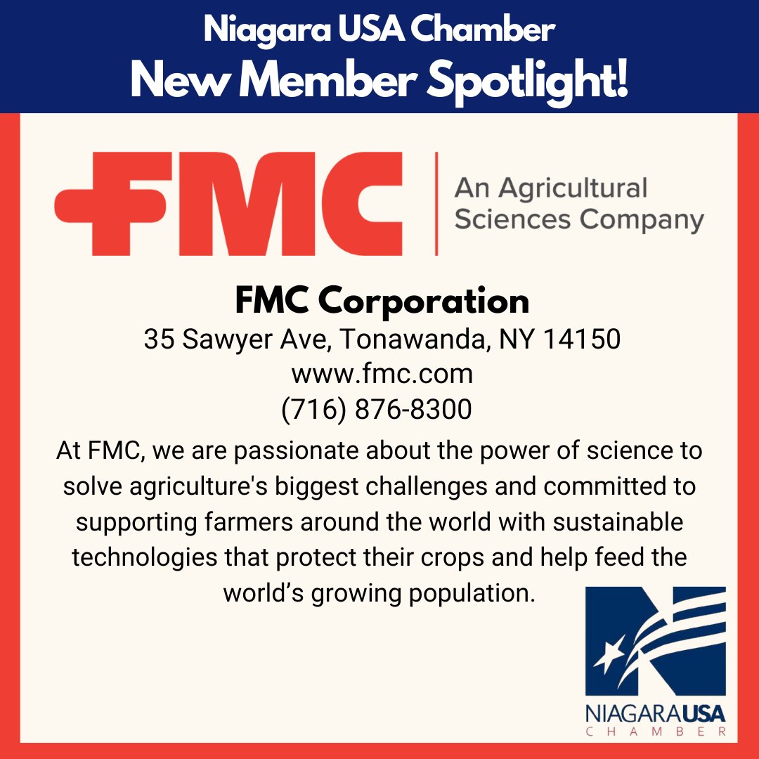 Welcome our new member <a href="/FMCCorp/">FMC Corporation</a> to the Chamber! 🎉 For more than 130 years, they've been rooted in agriculture and innovation. FMC continues to earn the trust of growers and industry partners to maximize their productivity, profitability, and sustainability.