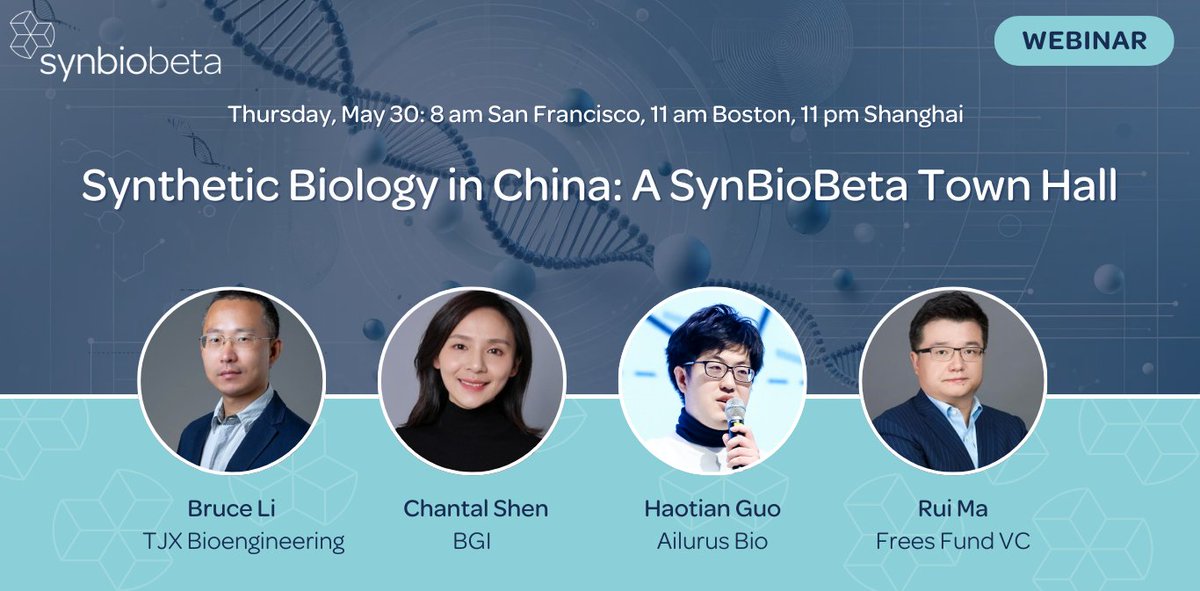 Want the inside scoop on the synthetic biology industry in China? Join John Cumbers for an interactive webinar with those in the know. Thursday May 30th at 8am San Francisco, 11am Boston and 11pm in Shanghai. synbiobeta.zoom.us/webinar/regist…