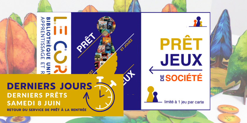 bibliothequesub's tweet photo. #J2SenBU
🎲🃏 Le service de prêt de jeux de société de la #BULeCortex est suspendu à partir du 8 juin et durant l’été.
RDV à la rentrée pour de nouvelles parties 😉
#ServiceBUuB https://t.co/1Xv1H4Ibts