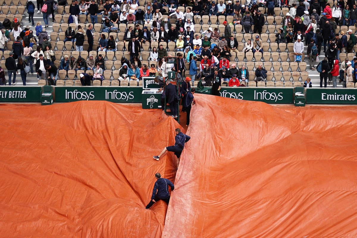 Roland-Garros'ta yağmura karşı mücadele ⛈️☔️ #RolandGarros