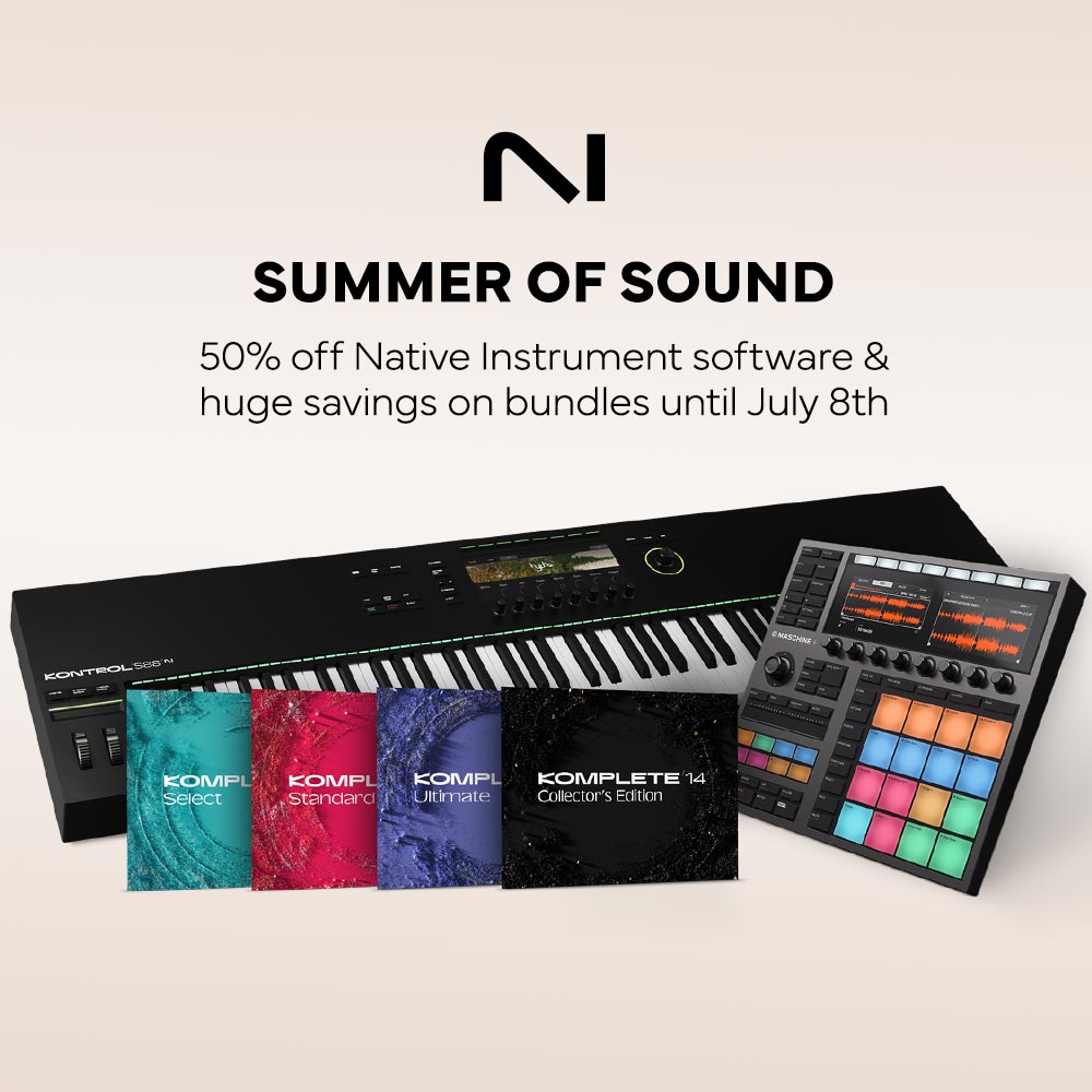 Native Instruments Summer of Sound is here!
Komplete 14 now HALF PRICE!! + Huge Savings on selected hardware and software bundles.

Shop here 👉️ bit.ly/SummerofSoundS…