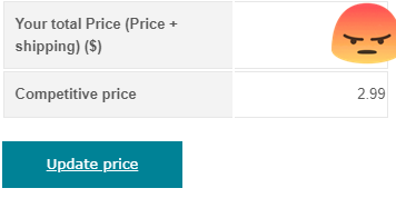 1devan7's tweet image. Competitive pricing is getting excessive. Care to explain how im suppose to charge 2.99 for an item you charge over 3 in base fees on.