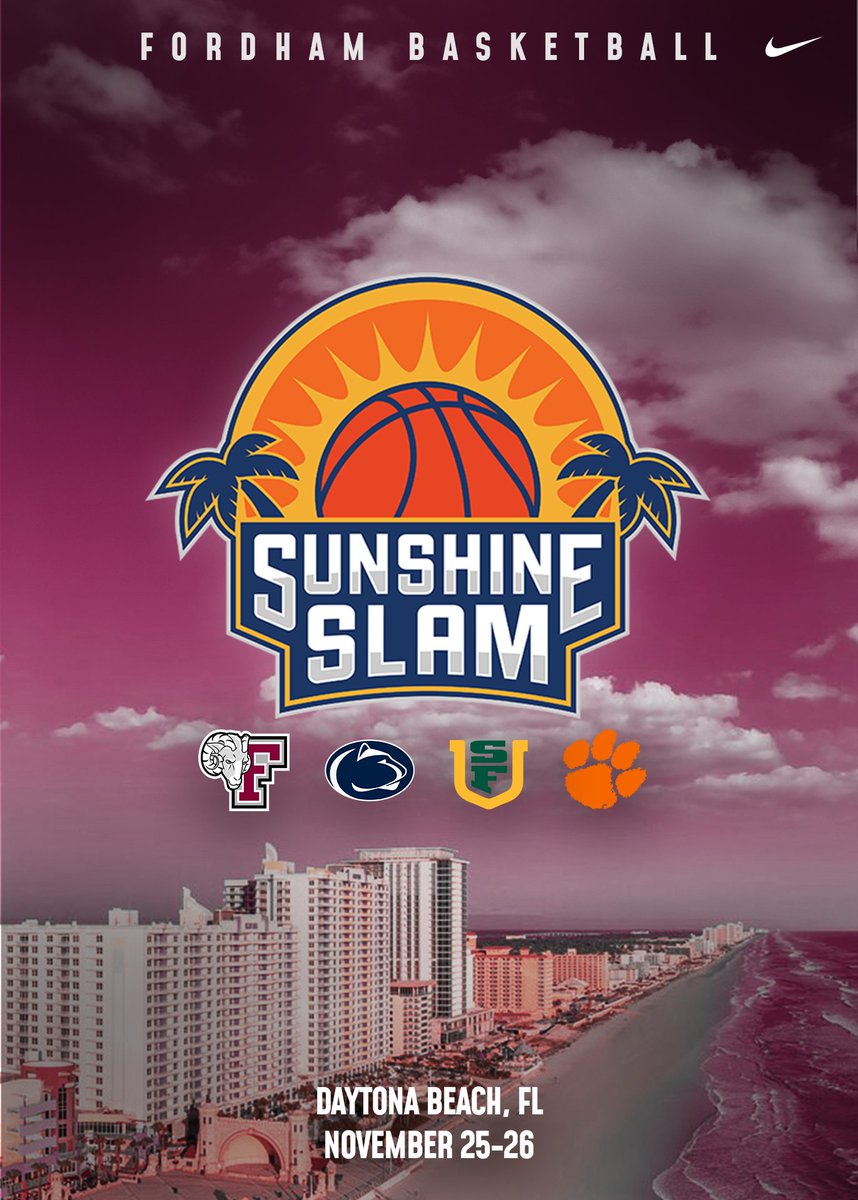 Fordham Basketball (@fordhammbb) on Twitter photo See you in Daytona Beachโผ๏ธ
Fordham will take part in the 2024 <a href="/thesunshineslam/">Thumbtack Sunshine Slam</a> alongside Clemson, Penn State and the University of San Francisco.
๐๏ธ ticketmaster.com/sunshine-slam-โฆ See you in Daytona Beachโผ๏ธ
Fordham will take part in the 2024 <a href="/thesunshineslam/">Thumbtack Sunshine Slam</a> alongside Clemson, Penn State and the University of San Francisco.
๐๏ธ ticketmaster.com/sunshine-slam-โฆ