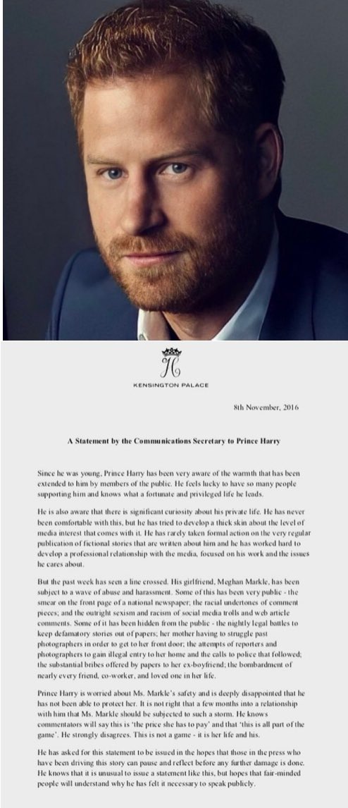 It's crucial to record history in multiple locations to ensure it cannot be erased. “The Royal Family has removed Prince Harry’s 2016 statement addressing the racist and sexist comments Meghan Markle received following public knowledge of the couple’s relationship from their