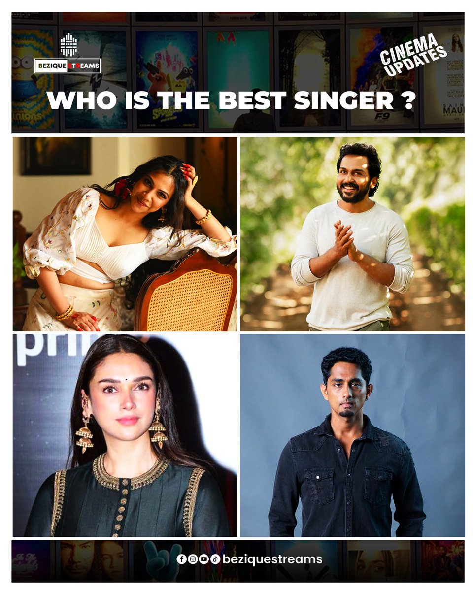 Who is the best singer ? Comment pannunge 😉

#beziquestreams #kollywood #karthi #madonnasebastian #adithiraohydari #sidtharth #kollywoodcinema #tamilcinema #tamilmovie