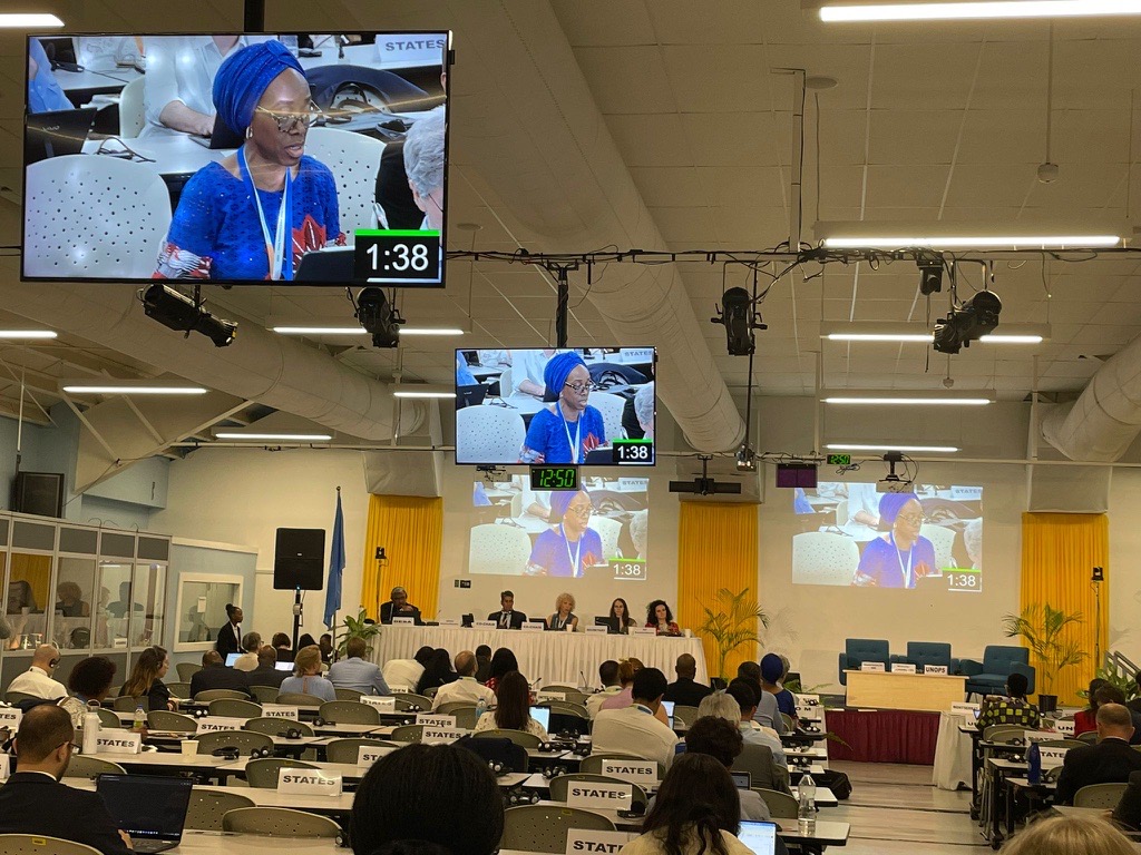 Exciting day 3 at #SIDS4 representing IOM in the interactive dialogue on making climate finance work. I emphasized the need to scale up finance to address climate displacement, maximize the potential of diaspora for financing & support SIDS to safely relocate communities at risk