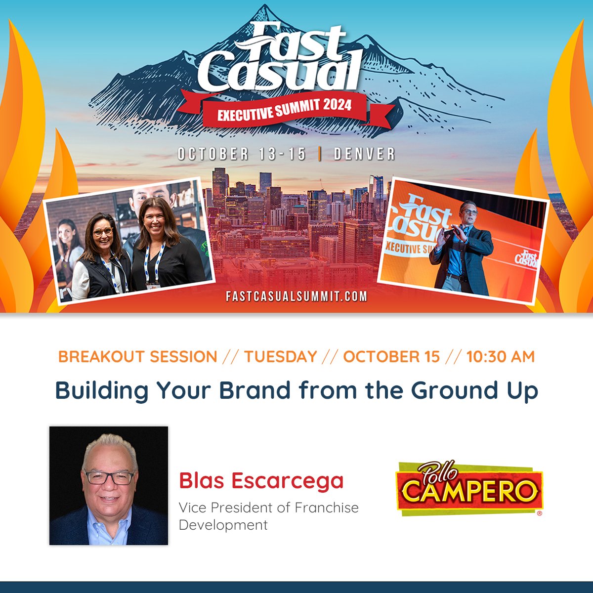fastcasualexec's tweet photo. Blas Escarcega, VP of Franchise Development at @CamperoUSA, will join us at Fast Casual Executive Summit to discuss how to create a franchise model that's replicable, profitable and attractive to potential franchisees. #FCsummit #fastcasual #franchising https://t.co/Sy3CCreSwJ