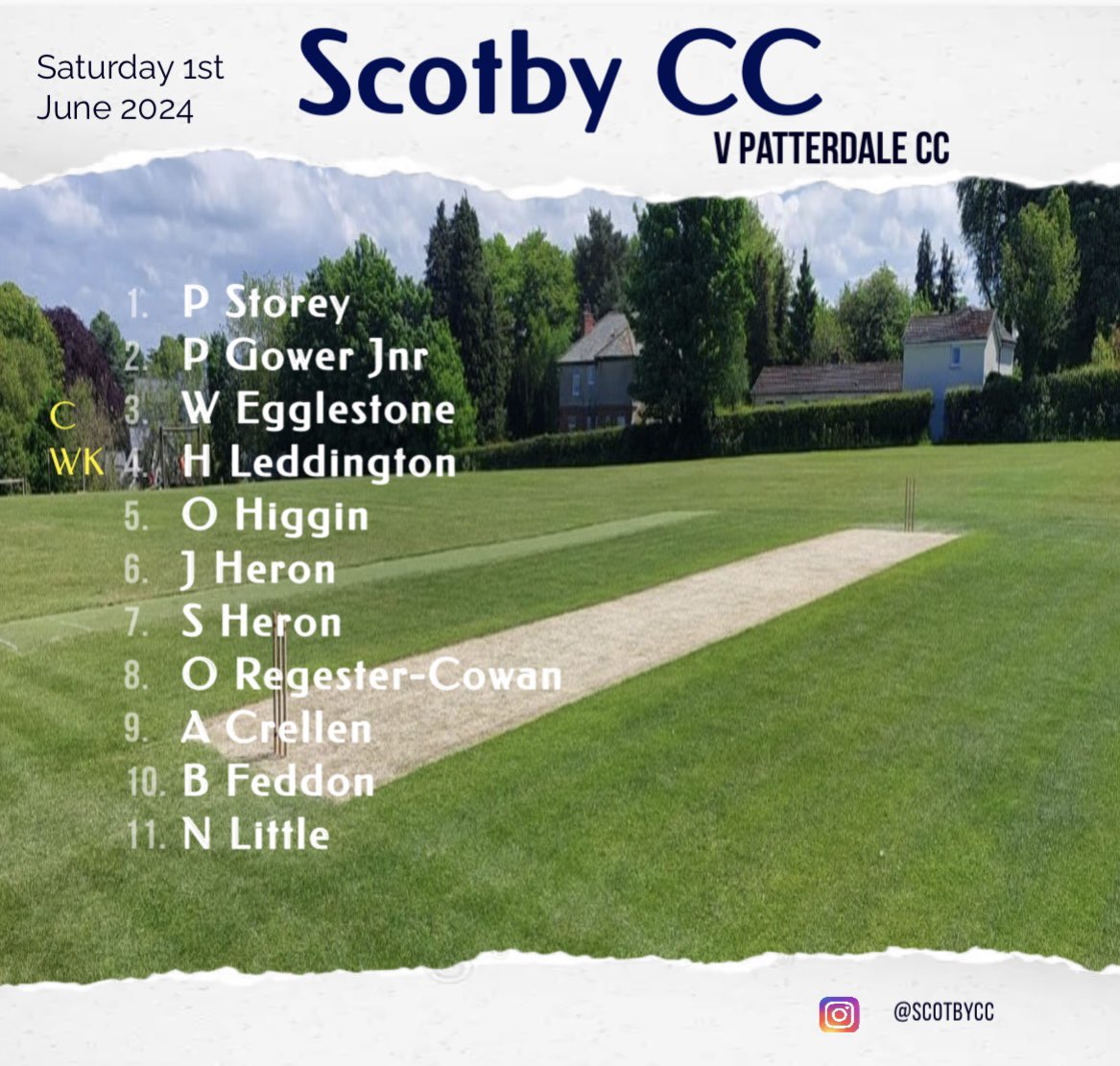 Our Team for Saturday at Home V <a href="/Patterdalecc/">Patterdale Cricket Club</a> #TMS