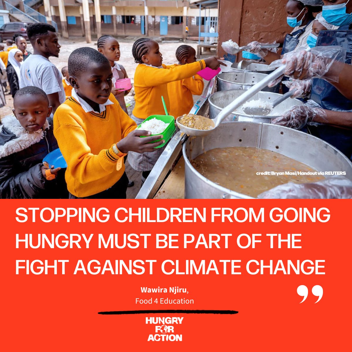 🚨Stopping children from going hungry must be part of the fight against climate change, writes @wawiranjiru of @food4education in @Reuters. It's time to save lives, build resilience, and secure the future. Read: reut.rs/3ywA6hn #HungryforAction