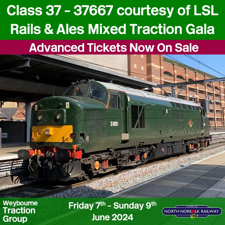Do you like 37s? We've got two running @nnrailway Rails&Ales. 37667 joins the party courtesy of LSL. #Class37 #englishelectric travel in style to us with @BLSFixtures charter with 50008 and 33012 too.