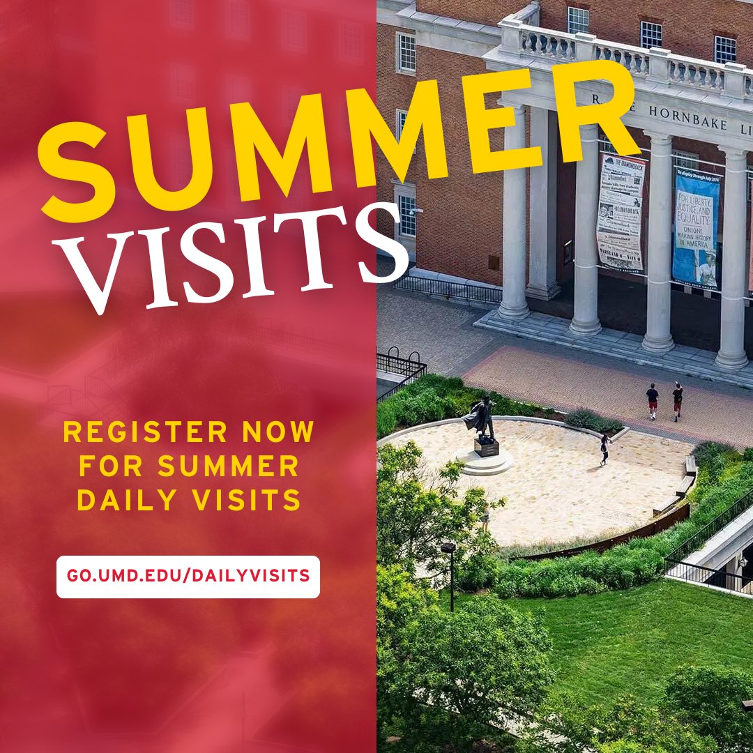 Come visit UMD's campus this summer! Register for a Terrapin Tour or Maryland Information Session & Tour today. go.umd.edu/OUAcalendar #BeATerp