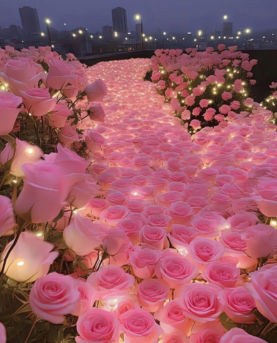a sea of roses.