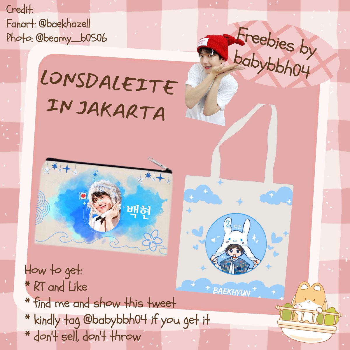 LONSDALEITE JAKARTA FREEBIES by @babybbh04

🗓️ 01 & 02 June 2024
loc & meeting time (tba)

🌷RT & like
🌷post and tag me if you get the freebies
🌷pouch or totebag -> limited quantity 

See you! 🫶

#Baekhyun #LonsdaleiteinJKT #백현
