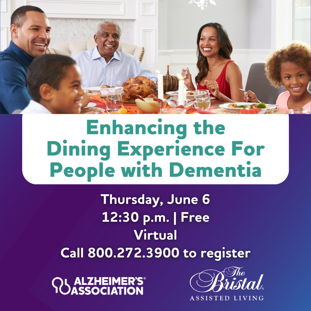Join us on Thursday, June 6 for this virtual educational program as attendees will learn practical strategies to enhance nutrition and overall well-being for their loved ones with dementia. bit.ly/3QhFjQ2 @thebristal