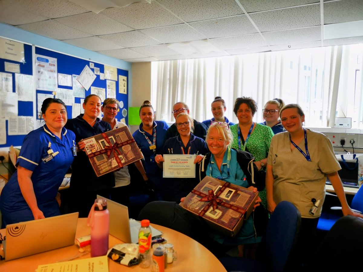 Well done to the Leigh District Nursing Team for being awarded the Team of the Month ❤️ super hard working and very well deserved 👏👏👏#wwlnhs #wwlcommunity #districtnurses