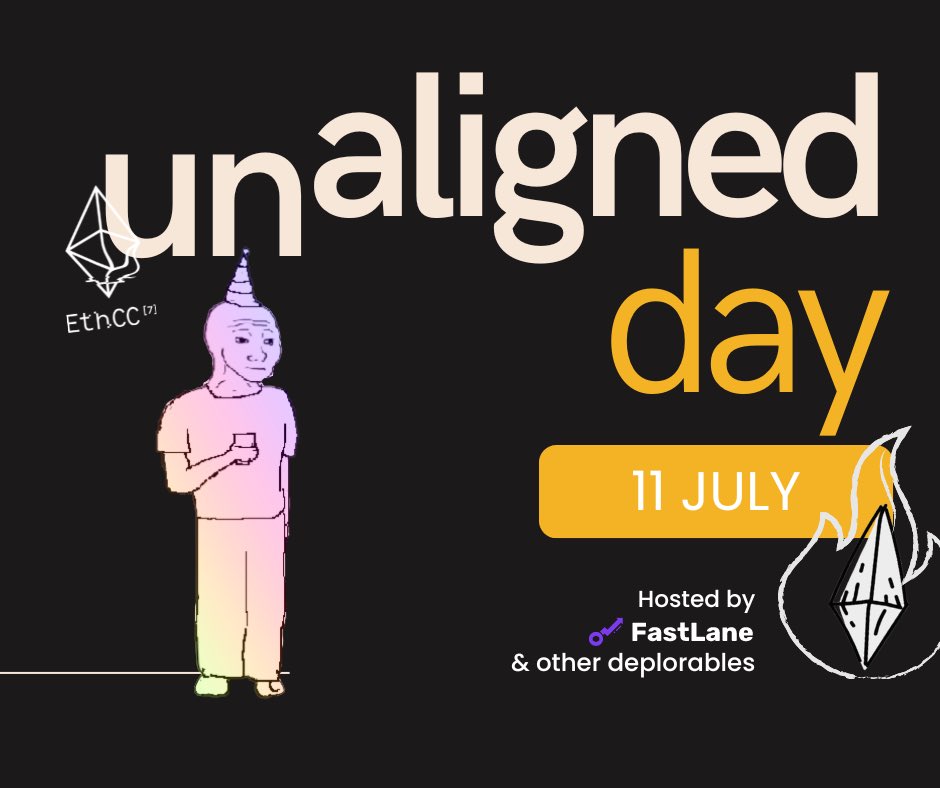 Unaligned Day @ EthCC

July 11. 10:00 to 16:00

At other events, you’ll learn about problems and then have their solutions jammed down your throat.

At this event, you’ll learn about problems and then irreverently roast the people or mechanisms responsible for them.