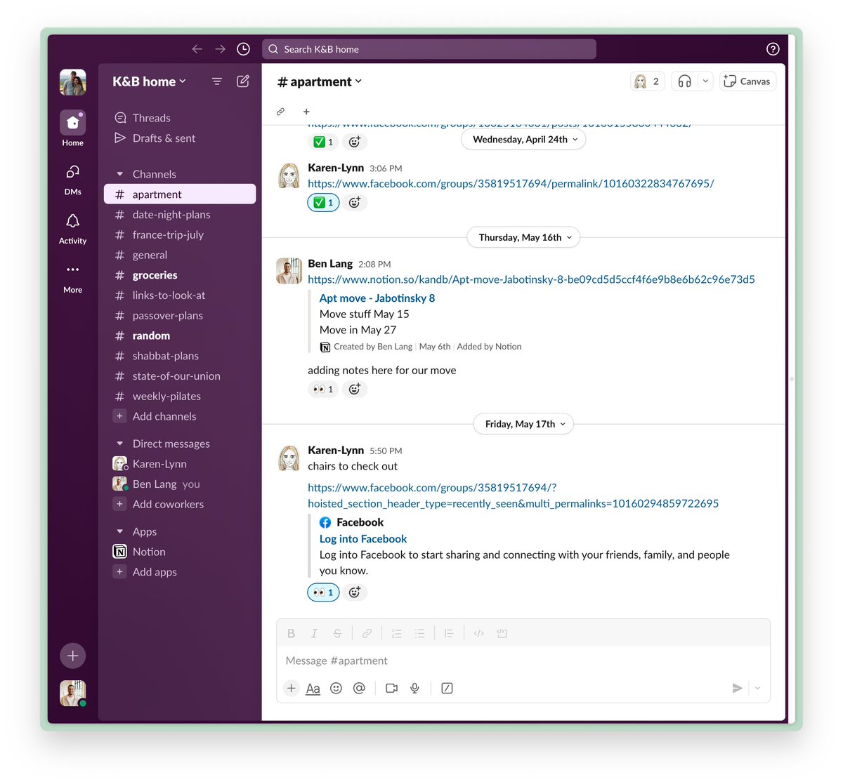 My wife and I may have gone too far...

Adios <a href="/SlackHQ/">Slack</a>, it's been real.