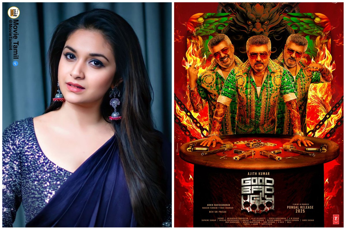 - The Hyderabad shoot of Ajith's #GoodBadUgly has wrapped up today. ✔️
- Ajith is going to act in three different looks in this film.✨
- The next phase of shooting is set to begin in Russia.🛬

- Negotiations are going on to cast the heroines of this film and #KeerthySuresh is