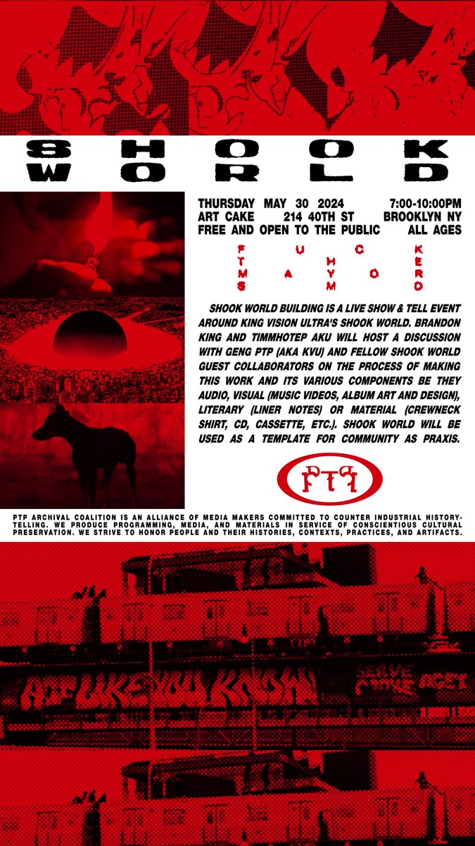 GENG PTP / KING VISION ULTRA aka ASMR, respecfully (@purpicide) on Twitter photo BUILDING tonight <a href="/ArtCake_nyc/">Art Cake</a>
FREE
7:00pm DOORS
7:30pm CONVO
9:30pm Q&A
built and hosted by <a href="/subt_le/">m∀x ro(rsch)Ⓐch</a> + <a href="/timmhotep/">TIMM</a>
ft
@emthdimension
<a href="/supersalabat/">kayasworld 🫧</a>
<a href="/nakama_wtf/">breviloquently saying shit.</a>
No Land
<a href="/auniqueting/">Richard R Ross</a>
Shenaia Ramsey
more info: tinyurl.com/shookworldbuild
flyer by @xdrmcrshrx BUILDING tonight <a href="/ArtCake_nyc/">Art Cake</a>
FREE
7:00pm DOORS
7:30pm CONVO
9:30pm Q&A
built and hosted by <a href="/subt_le/">m∀x ro(rsch)Ⓐch</a> + <a href="/timmhotep/">TIMM</a>
ft
@emthdimension
<a href="/supersalabat/">kayasworld 🫧</a>
<a href="/nakama_wtf/">breviloquently saying shit.</a>
No Land
<a href="/auniqueting/">Richard R Ross</a>
Shenaia Ramsey
more info: tinyurl.com/shookworldbuild
flyer by @xdrmcrshrx