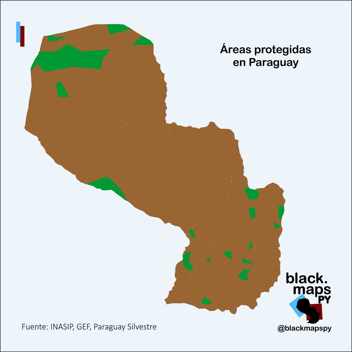 blackmapspy's tweet image. Áreas protegidas en Paraguay