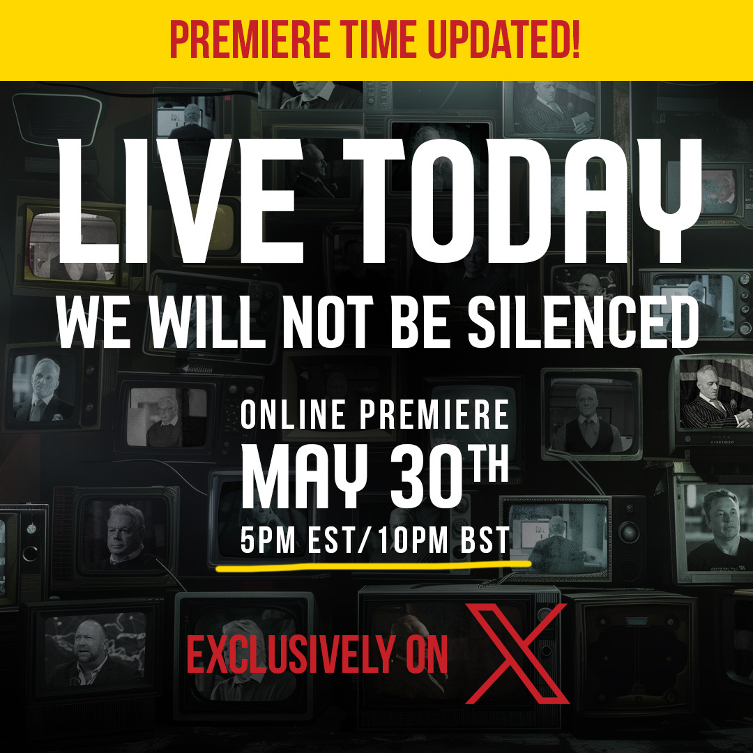 Premiere time updated! London Real’s new, award-winning documentary, “We Will Not Be Silenced”, will now be screening today at 5pm EST/10pm BST…

Visit x.com/LondonRealTV now to follow our account.…

#LondonReal #WeWillNotBeSilenced #StopCensorship #OnlineFreeSpeech