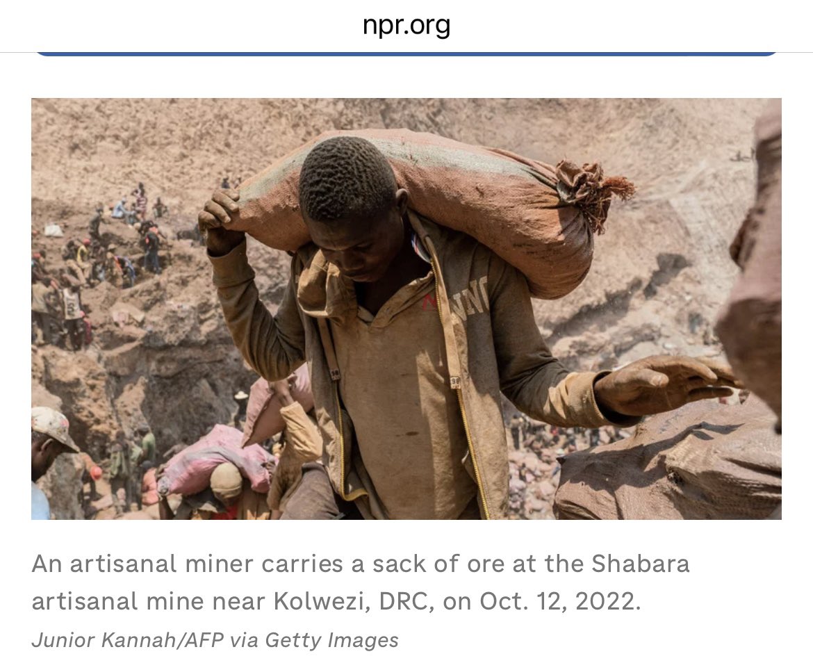 formerly_doe's tweet photo. [links to learn more]
NPR | “How ‘modern-day slavery’ in the Congo powers the rechargeable battery economy”
https://t.co/h7G7ySJUXN https://t.co/doiySqiBi3