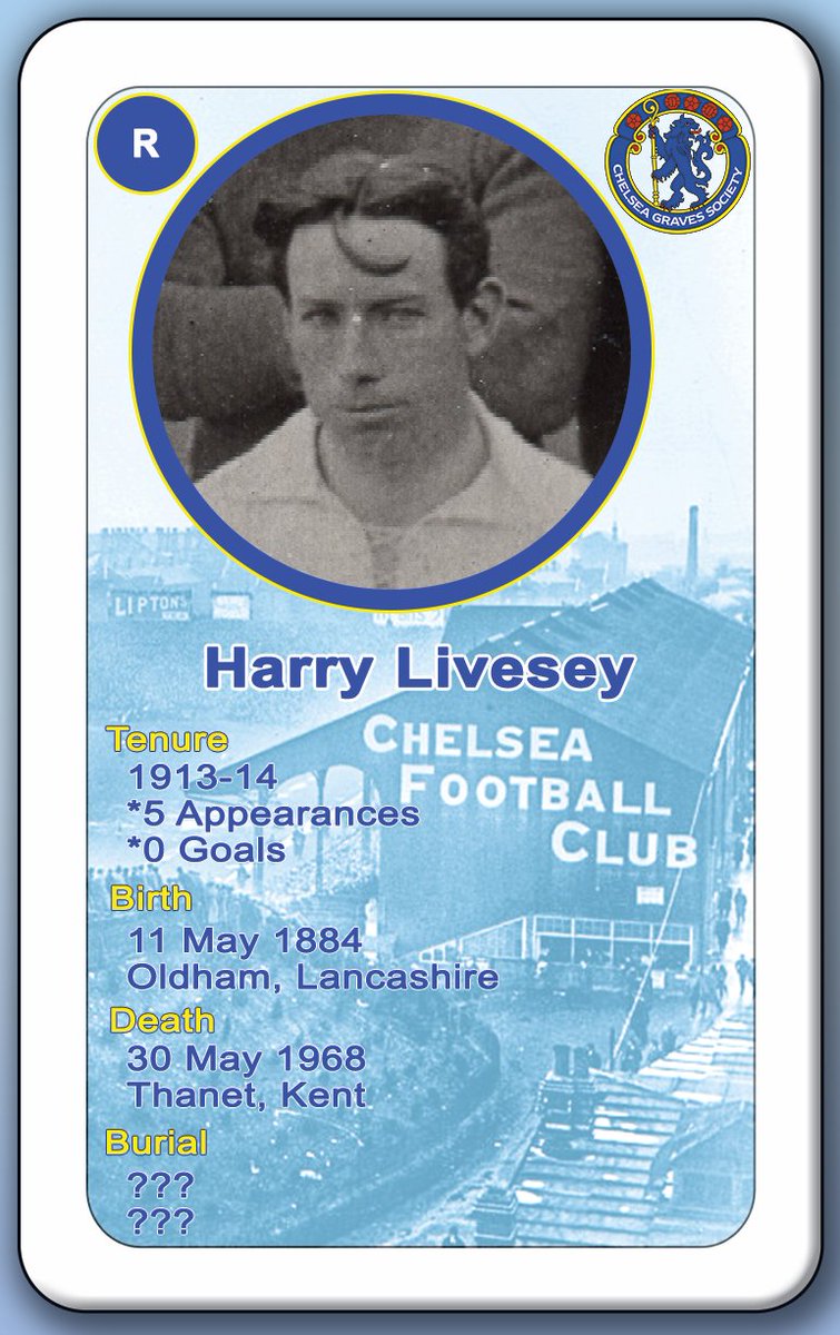 Remembering former #CFC reserve player Harry Livesey who died #OTD in 1968.

It is not known where his final resting place is.
#NeverForgotten
#CFCHeritage