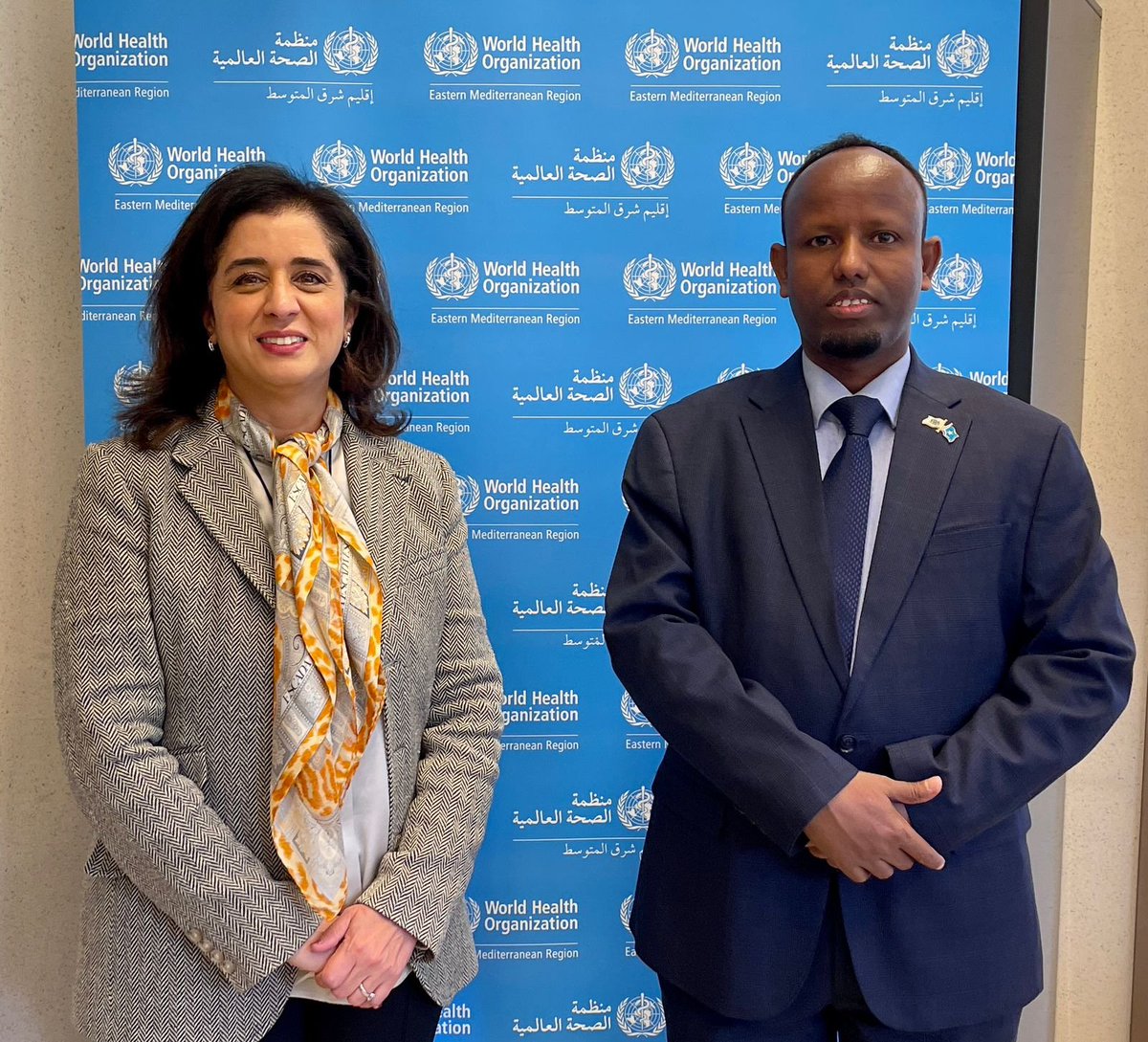 HananBalkhy's tweet photo. Thank you HE @DrAliHajiadam, Minister of Health & Social Welfare of Somalia, for your trust in @WHO to work with you during the transformation of your health system. We look forward to supporting the priorities you identified, including immunization, maternal and child health, data innovation, developing local production of medicines, building capacity of the health workforce and the overall strengthening of health care delivery and governance.
#WHA77