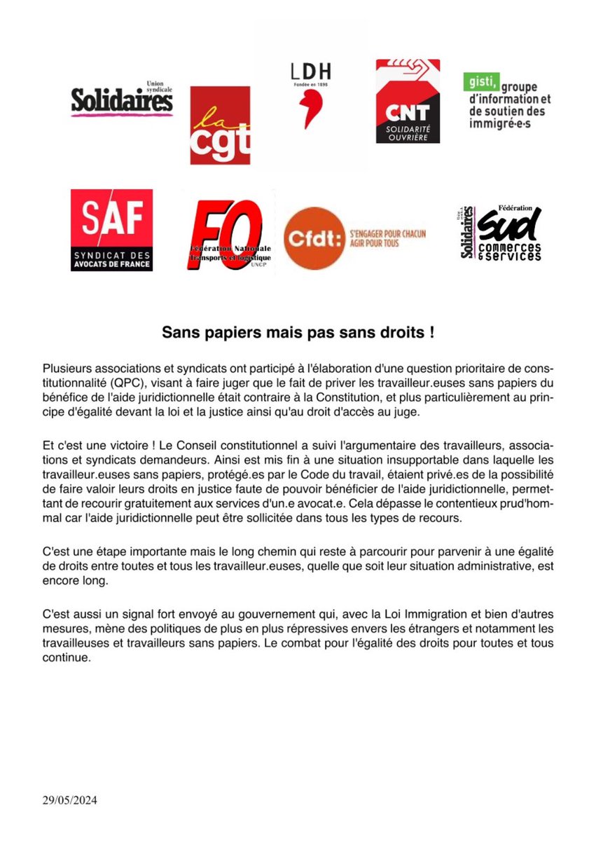 Sans papiers mais pas sans droits