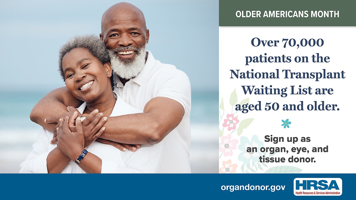 May is Older Americans Month! Did you know 42% of organ donors in 2023 were over the age of 55? Don't rule yourself out to give the gift of life, generosity is ageless. Register as an organ, eye, and tissue donor at UTCLivingDonor.com #OlderAmericansMonth