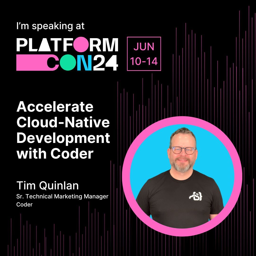 coderhq's tweet image. Looking to accelerate cloud-native development? Join us at #PlatformCon2024 for a hands-on workshop with Coder! Discover how to deploy and manage a self-hosted, secure cloud development environment, boosting efficiency while retaining control of your IP. cdr.co/0OTkwOQ