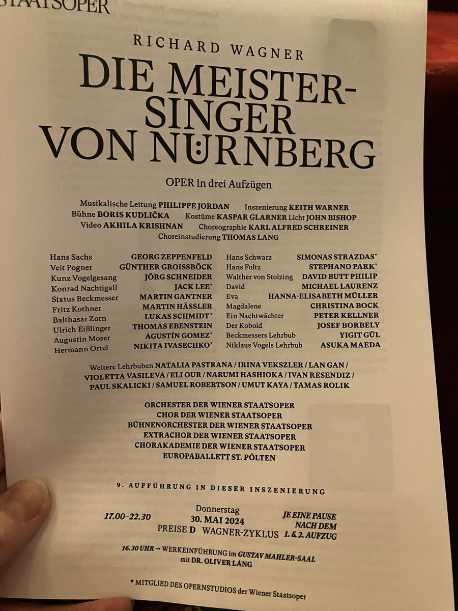 LowerSlipsGirl's tweet image. Time for Meistersinger in Vienna. Yup - not a bad cast to be going with!