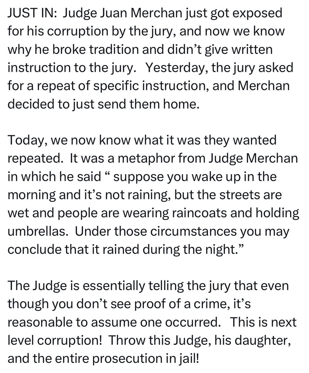 Get Judge Merchan trending RIGHT NOW !!!! 

The entire fucking world needs to see what this punk ass criminal of a judge is doing! He’s trying to force the jury to WRONGFULLY convict Trump !!!!!