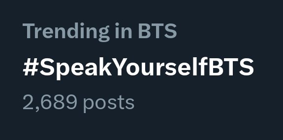 HOLY SHIT we're trending already!!!!!!! LET OUR COLLECTIVE DISAPPOINTMENT NOW BRING CHANGE. RT &amp; REPLY!!!

BTS SPEAK YOURSELF !

#SpeakYourselfBTS <a href="/BTS_twt/">방탄소년단</a> 
#HybeDivestFromZionism