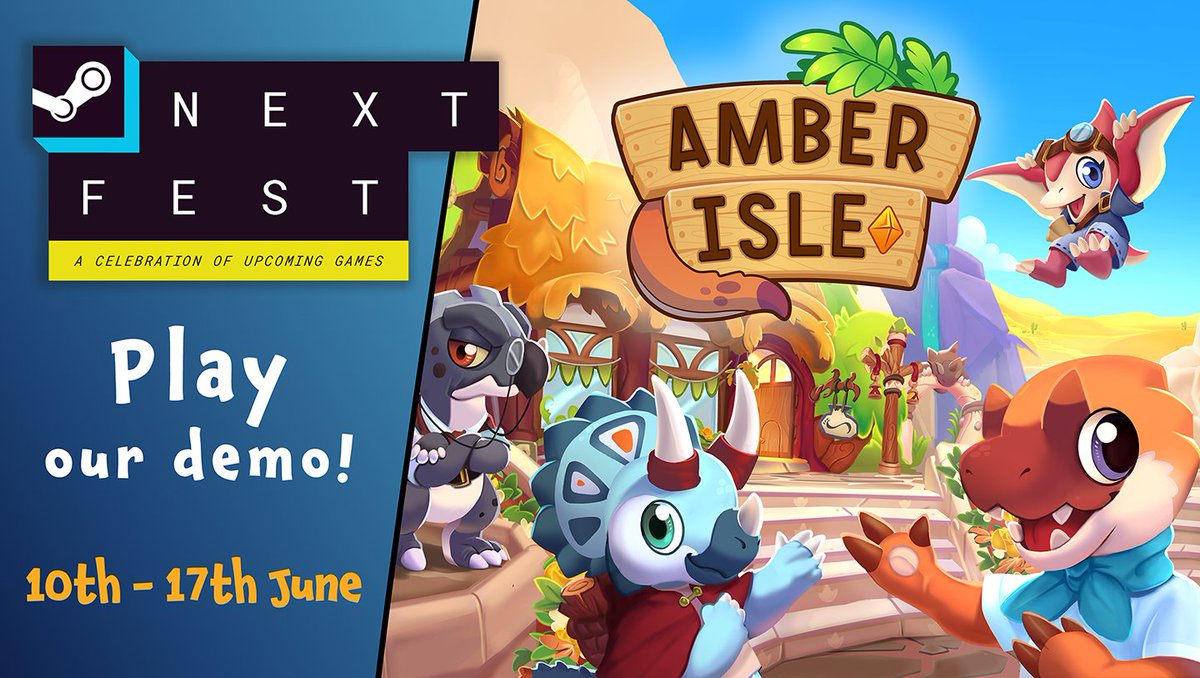 🚨 DEMO ANNOUNCEMENT 🚨 Experience Amber Isle for the very first time in our #SteamNextFest demo, available 10th - 17th June! Get your passport ready- as your Paleoventure starts soon! 🦕✨ Learn more: 🔗 bit.ly/TW-AmberIsle